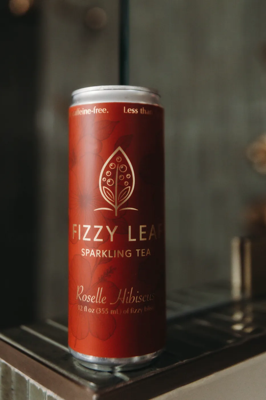 Fizzy Leaf can on display